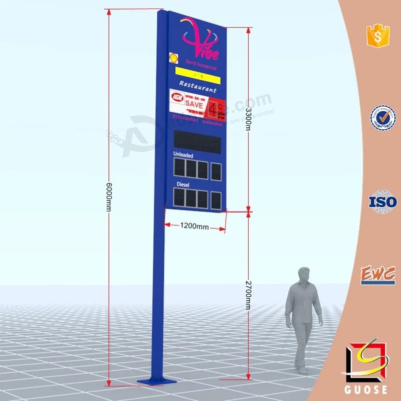 Road Directional Sign Petrol Station Price Board Outdoor Pylon Signboard