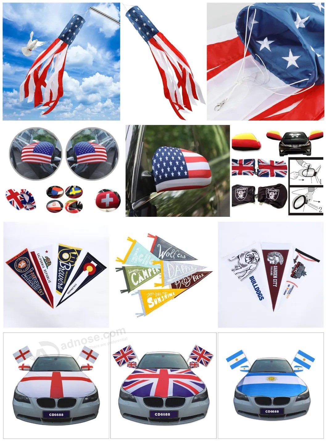 Feather Shape Beach Accessory Flying Flag Banner Car Mirror Socks