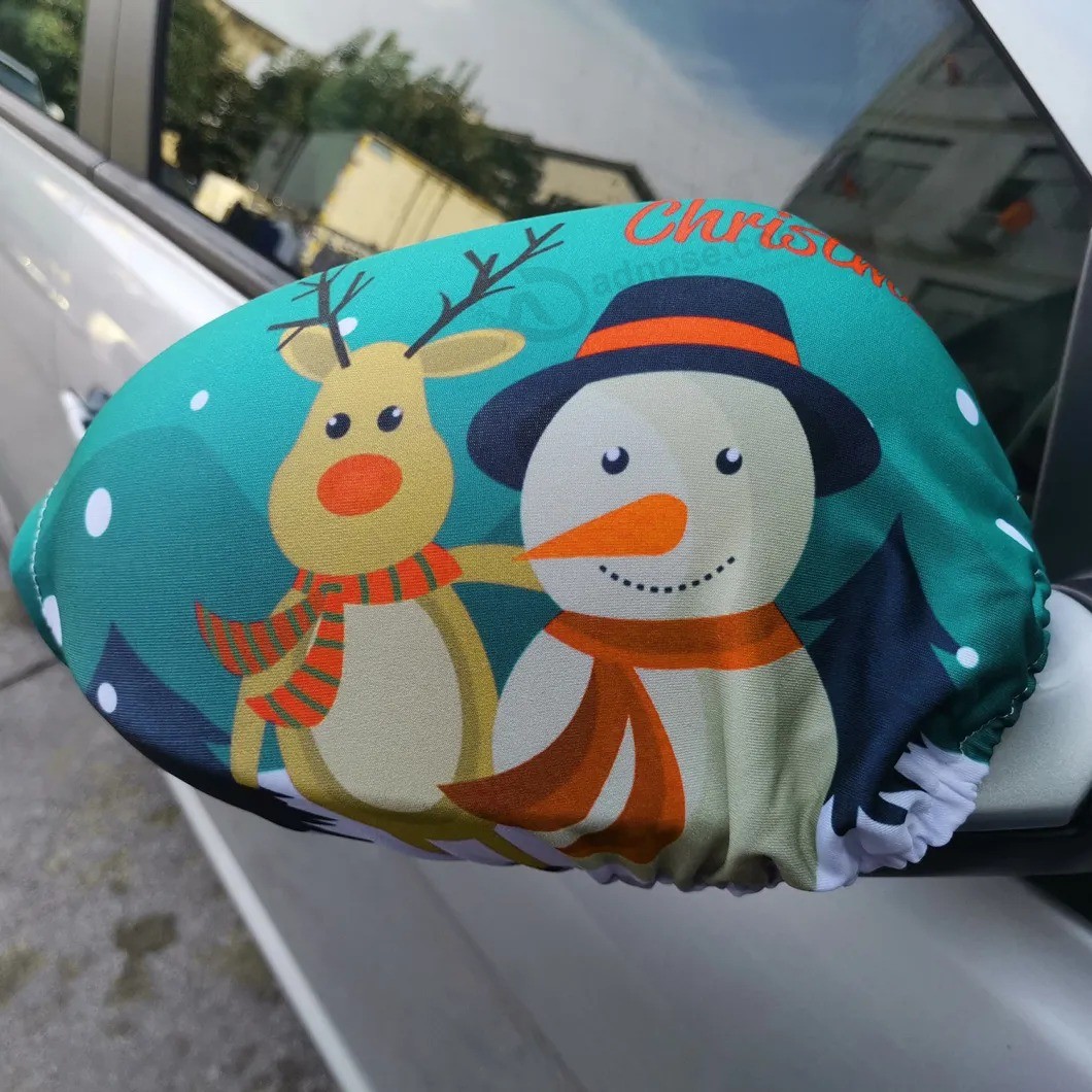 Hot Sale Factroy Directly Printing Polyester Christmas Car Mirror Cover Flag