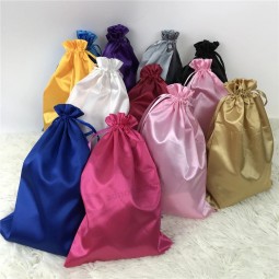 Custom Silk Printed Logo Drawstring Pouch Bag Hair Bag