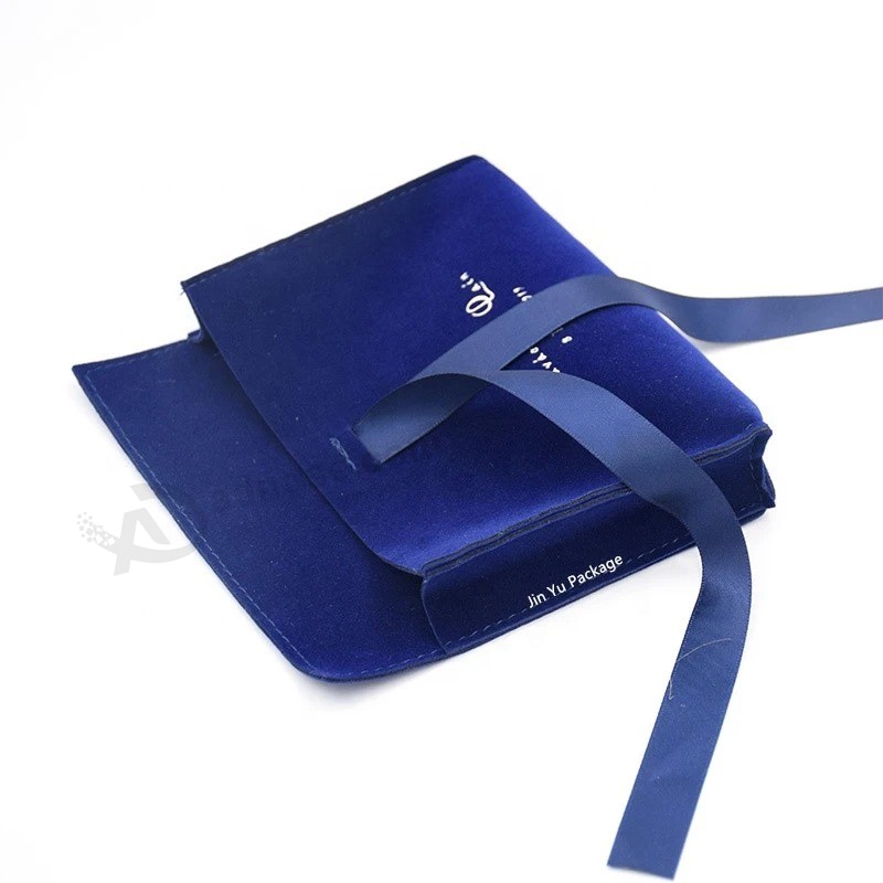Custom Nacyblue Color Velvet Bow-Tie Jewelry Gift Packaging Pouch Bag