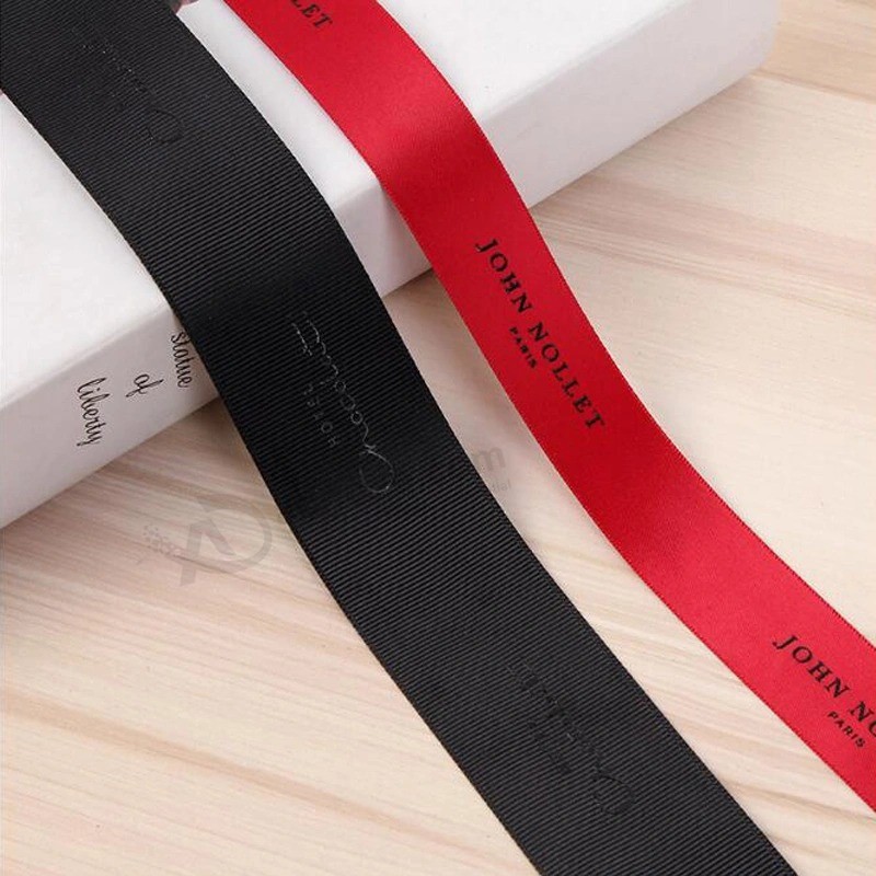 Wholesale Custom Logo Black Grosgrain Ribbon Printed Ribbon