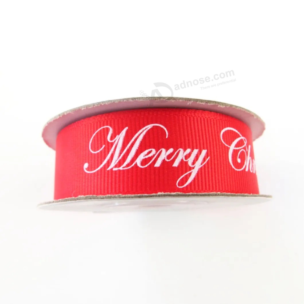 Custom Printed Logo 25mm Single Faced 100% Polyester Satin Ribbon for Gift Wrapping