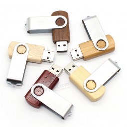 Swivel Wooden USB Flash Stick 4GB 8GB 16GB 32GB Logo Customized Wood U Disk