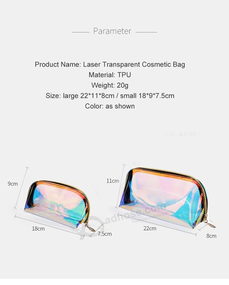 Custom Logo Shiny PU PVC Bag Makeup Holographic Cosmetic Bags