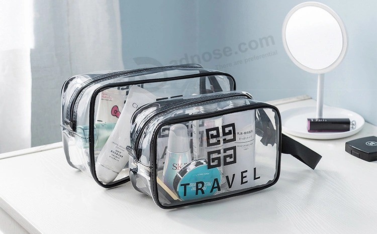 Wholesale Custom Logo PVC Waterproof Makeup Travel Toiletry Case Cosmetic Bag Set Bag with Handles