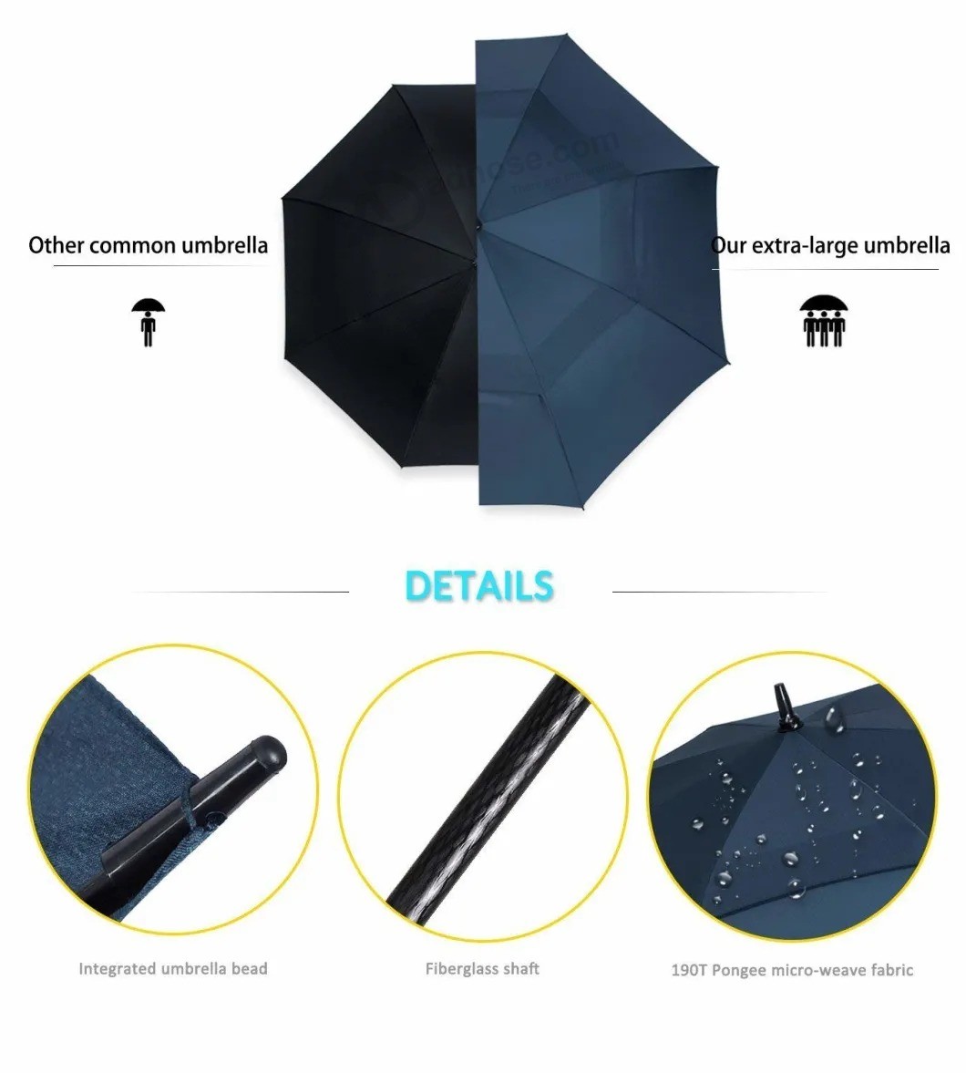 60/68inch Automatic Customized Logo Printed Golf Umbrella with Double Vented Canopy for Gift/Promotion/Adversting/Brand Umbrella