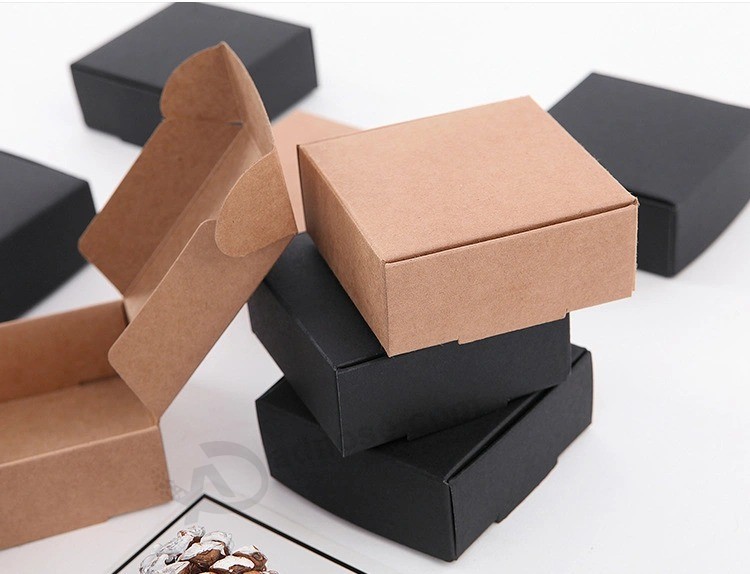 Kraft Paper Black Card Small Packaging Gift Box Can Custom Size Logo Printing