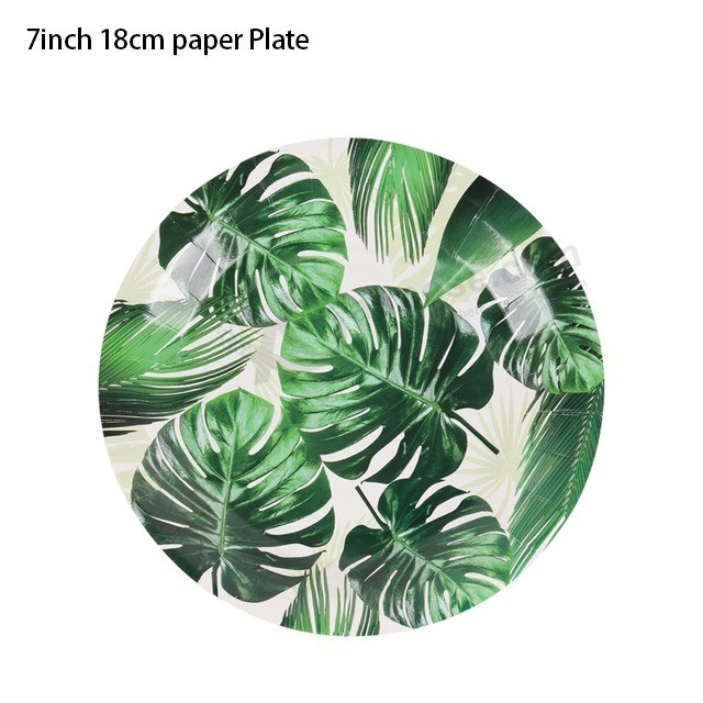 Hawaiian Palm Leaf Disposable Tableware Summer Party Paper Plate Cups Napkin Tropical Wedding Birthday Event Party Decoration Supplies