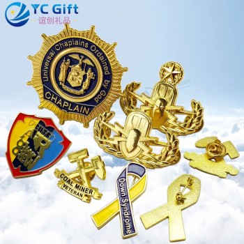 Factory Custom School Sport Enamel Metal Crafts Badges Gold Plated Personalized 3D Emblem Award Military Army Us Police Sixy Lapel Pins with Logo