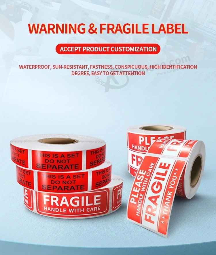 Custom Product Logo Stickers Thermal Fragile Label Warning Labels