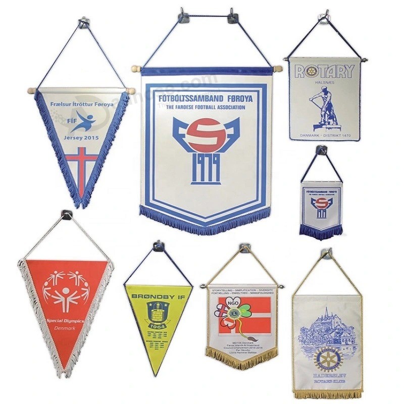 Custom Logo Design Pennants Events Decoration Best Satin Polyester Sports Club Flag Custom