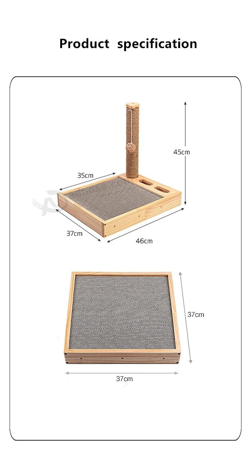 Solid Wood Corrugated& Paper& Cat Scratch Board 0241