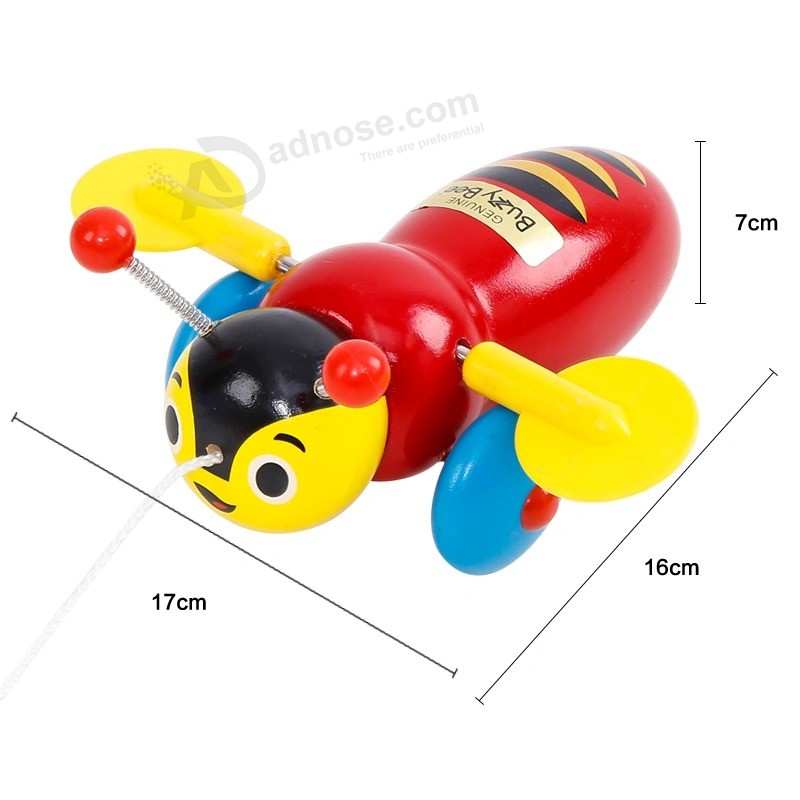 Kids Learning Toddler Cartoon Trolley Wood Duck Push Rod Car Toy