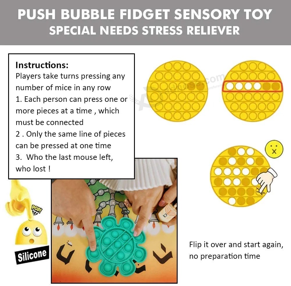 Silicone Push Pop It Bubble Sensory Fidget Adult Kids Intellectual Educational DIY Stress Anxiety Reducing Toy