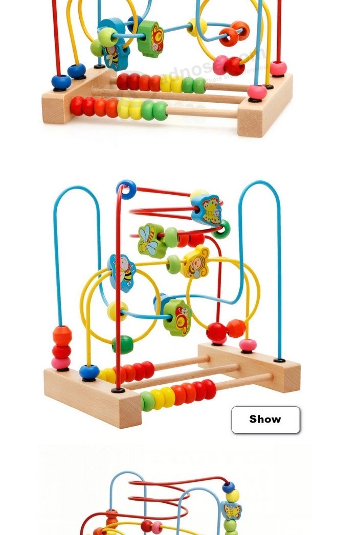 Wooden Beads Maze Abacus Geometric Stacking Blocks Xylophone Set Toy for Kids 1 Year Older Educational Shape Color Sorter Wooden Toy for Baby Boys Girls