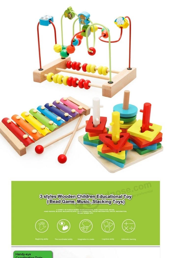 Wooden Beads Maze Abacus Geometric Stacking Blocks Xylophone Set Toy for Kids 1 Year Older Educational Shape Color Sorter Wooden Toy for Baby Boys Girls