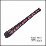 Black Adjustable Custom Print Polyester Guitar Strap with Leather Ends