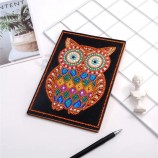 Colored Big Eyed Owl 5D DIY Special Shaped Diamond Painting Notebook Students Sketchbook Craft Christmas Gift