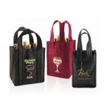 PP Non Woven Reinforced Handle 6 Bottles 4 Bottles Wine Promotional Tote Carrier Bags with Logo Printing