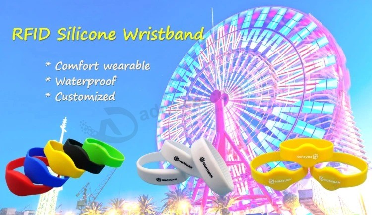 Personalized LOGO Printing 13.56MHz MIFARE Classic 1K Silicone NFC RFID Bracelet Wristband