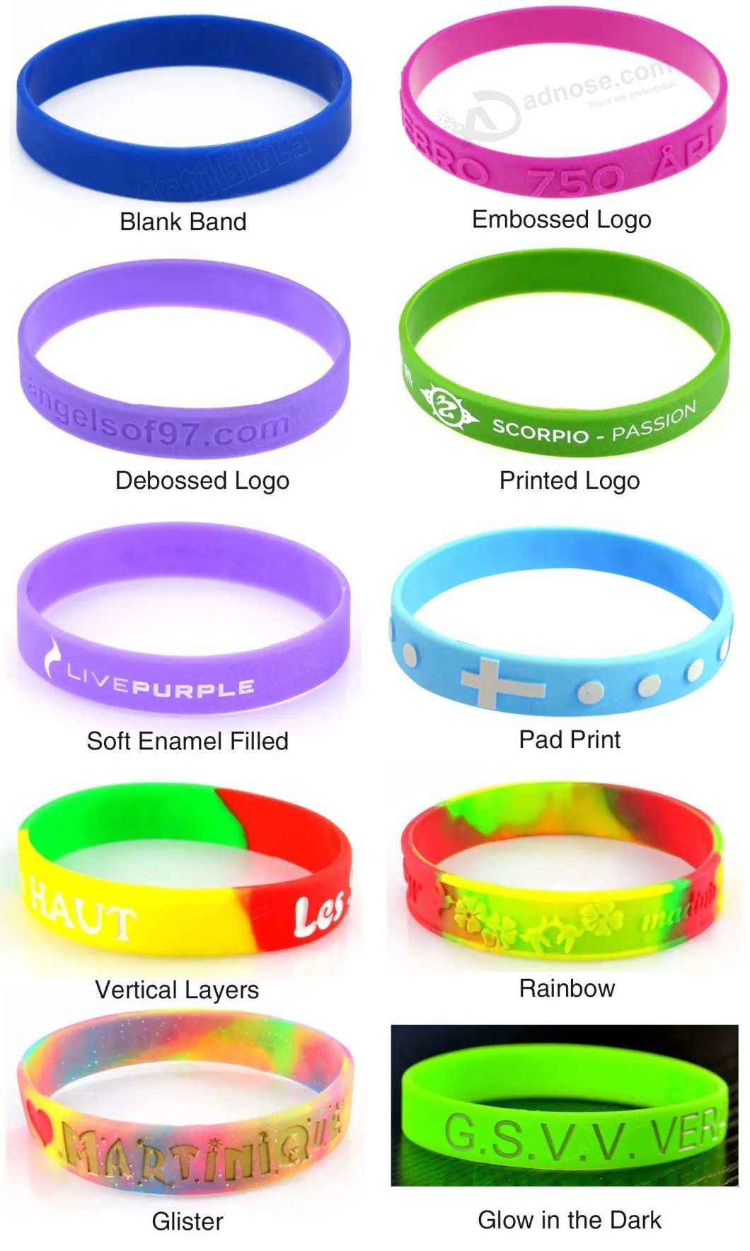 Customized Printed Logo Rainbow Rubber Adjustable RFID Silicone Wristband
