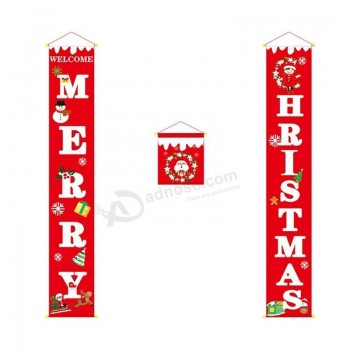 Merry Christmas Banner Wall Hanging Door Curtain Home