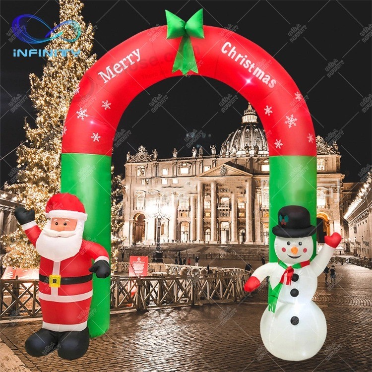 2.4m 8FT Inflatable Santa Arch Christmas Decoration Santa Claus Snowman Blow up Santa Arch for Advertising