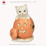 Halloween Resin Cat Pumpkin Craft Home Decoration Animal Gift