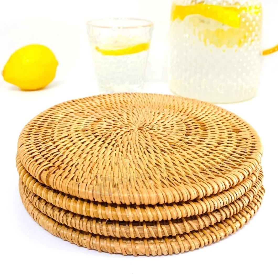Handmade Rattan Placemats Kitchen Placemats Woven Placemats Heat Resistant Mats Insulation Mats for Kitchen Dining Table