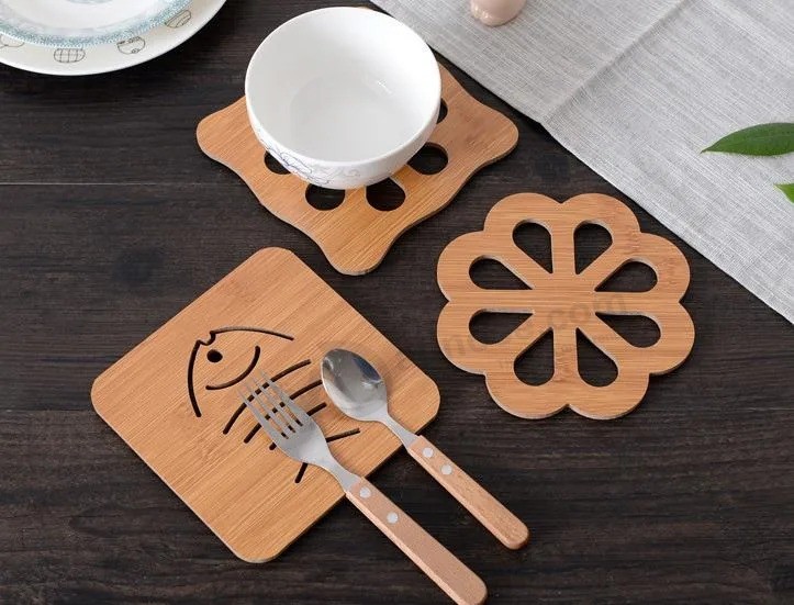 Kitchen Bamboo Potholder Wooden Table Mat Pot Mat Creative Cute Teacup Mat Insulation Coaster