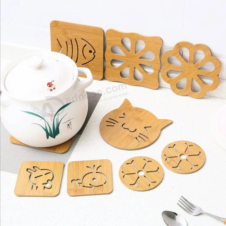 Placemat Round Carton Shape Place Mats for Dining Table Wood Cup Mat