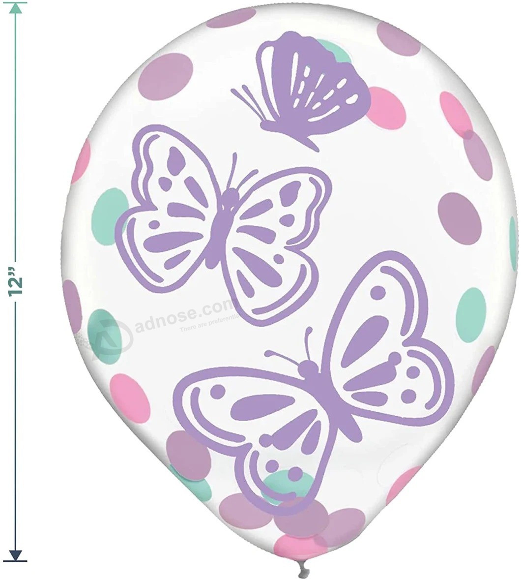 Butterfly Party Flutter Floral Paper Dessert Plates, Napkins, Table Cover, and Balloons Set (Serves 16) Party Tableware