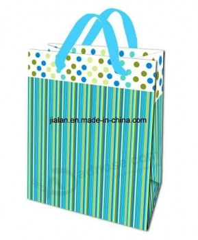 High Quality Flocking Paper Bag with Cotton Ribbon Handle