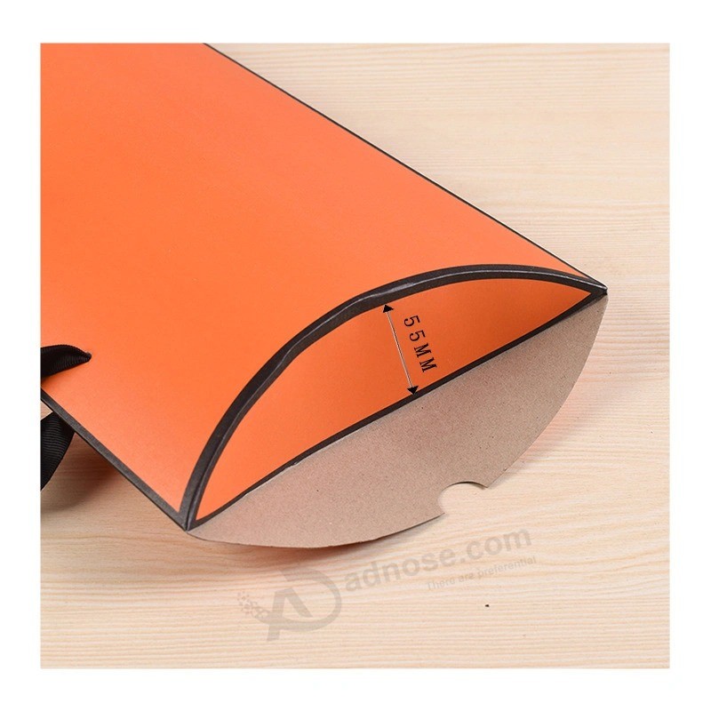 Custom Printing Gift Packaging Paper Pillow Boxes with Ribbon Handle