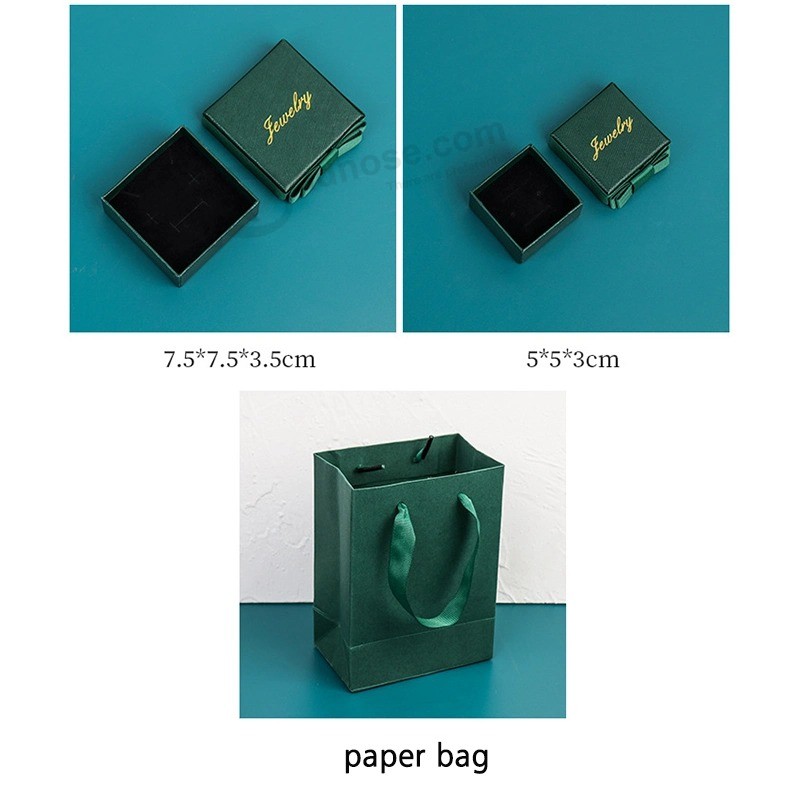 Luxury Dark Green Jewelry Packaging Paper Gift Boxes with Foam