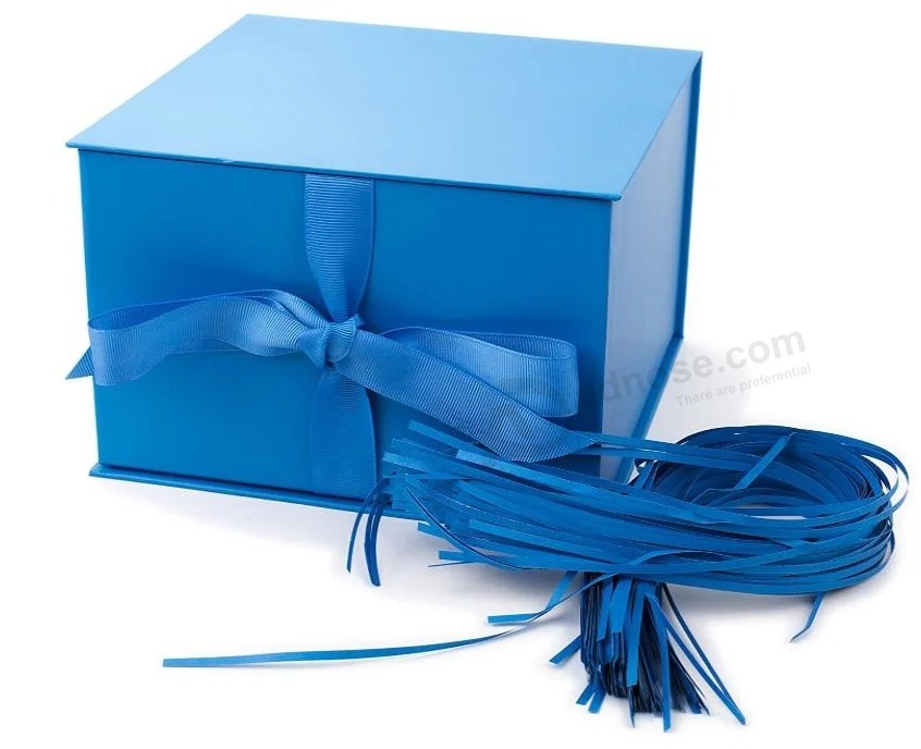 Blue Gift Paper Packaging Box with Lid for Birthdays, Bridal Showers, Weddings, Baby Showers