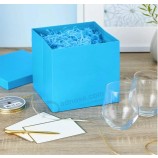 Blue Gift Paper Packaging Box with Lid for Birthdays, Bridal Showers, Weddings, Baby Showers