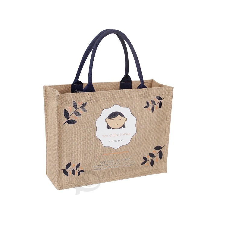 100 Natural Material Made Custom Logo Cheap Tote Jute Shopping Gifts Bag