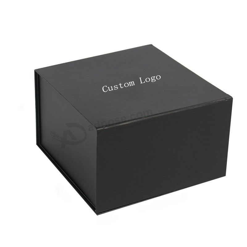 Black Rigid Printed Magnet Closure Cardboard Paper Gift Storage Packaging Box