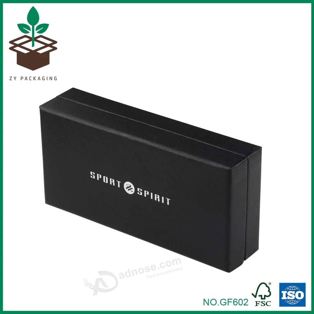 Black Custom Rigid Cardboard Paper Storage Box with Two Wings for Gift