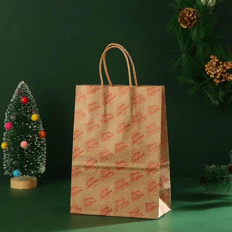 Christmas Kraft Wine Bottle Household Items Gift Paper Bag with Custom Logo