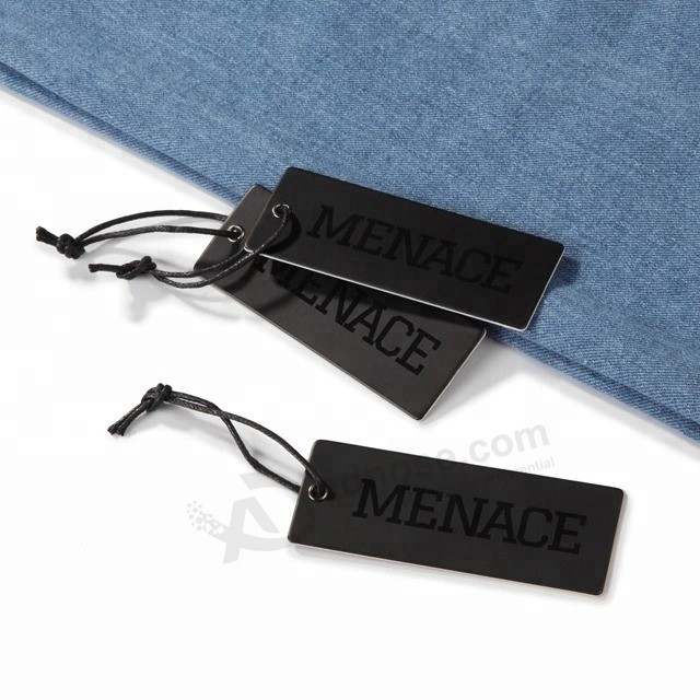Custom Logo Black Printing Cardboard Hang Tag with Gold Hot Foil Stamping for Clothing