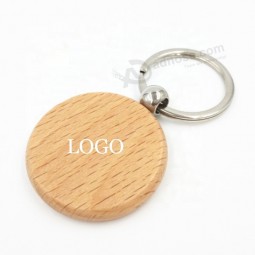 Private Label DIY Gifts Souvenir Handmade Keychain Round Wooden Key Tag with Split Ring Key Chain