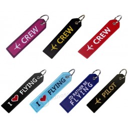 Custom embroidered key tag embroidered woven keychain embroidered keyring