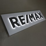 Custom indoor company office luminous led wall sign stainless steel brass metal channel letter 3d metal business logo sign
