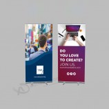 Luxury aluminum promotion standee horizontal pull up flex banner portable roll up stand for exhibition activities