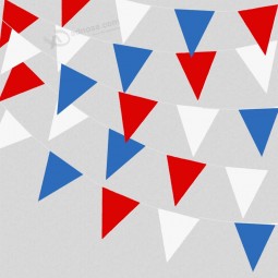Party Decorations Plastic 131 feet/40 Meters Red Blue and White Waterproof Outdoor Pennant Banner, Triangular Bunting Flag