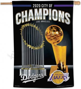 Los Angeles Dodgers LA Lakers Dos Angeles City of Champions Dual Vertical Flag