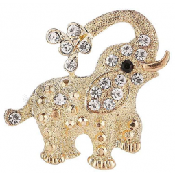 Brooch Pins for Women, Rhinestone Elephant Animal Brooch Pin Corsage Scarf Shawl Badge Jewelry (Golden)